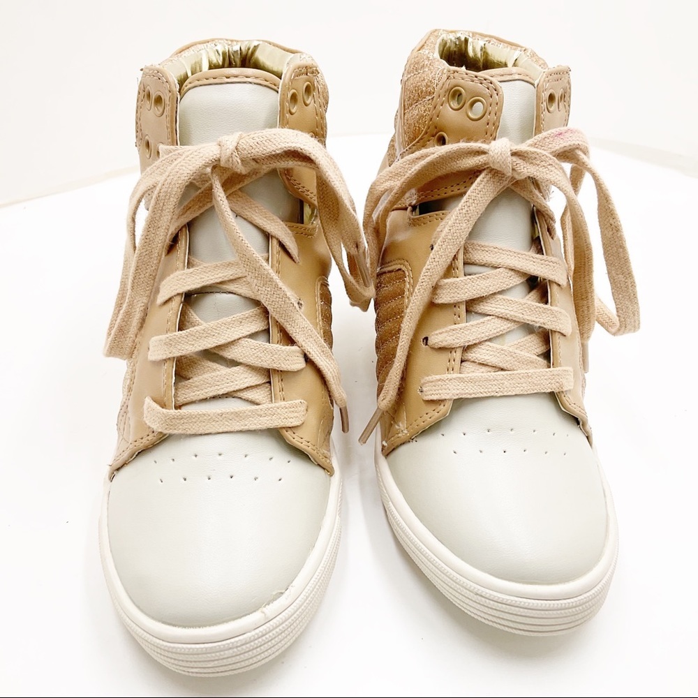 {ENZO} Valentina Tan Sporty Wedge Sneakers